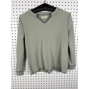 Madewell waffle knit split neck long sleeve top size Xs